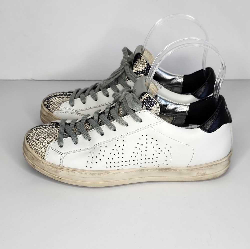 P448 John Sneakers Silver Python Snake Skin Eu 36… - image 2